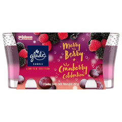 Glade Limited Edition Merry Berry & Cranberry Celebration Scented Candle, 3.4 Oz Each, 2 Count