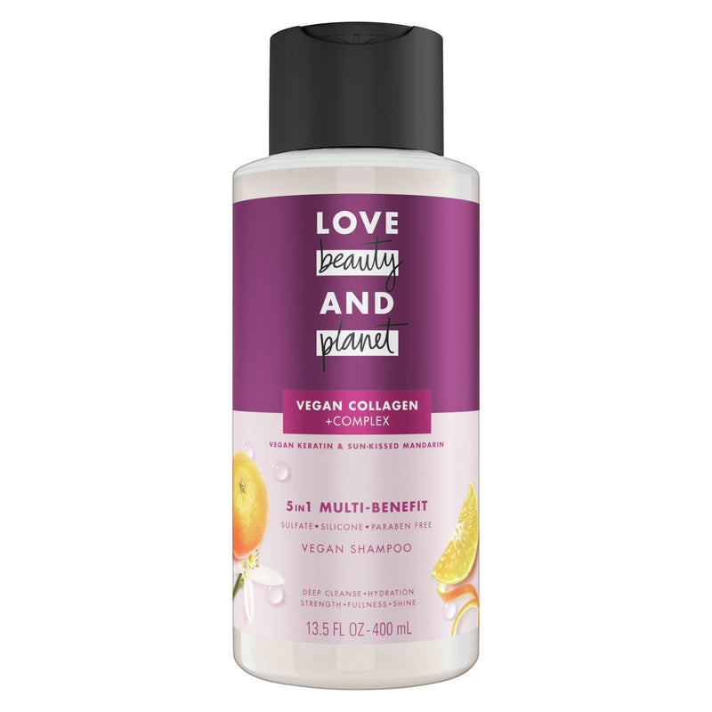 Love Beauty & Planet 5-in-1 Multi-Benefit Shampoo, Vegan Keratin & Sunkissed Mandarin, 13.5oz