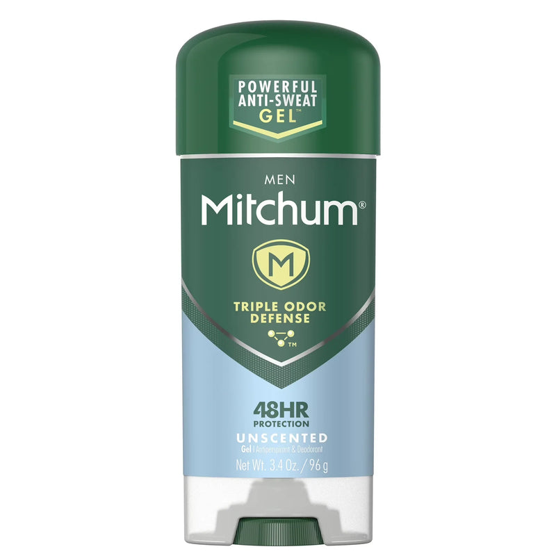 Mitchum Men Triple Odor Defense Antiperspirant Gel, Unscented, 3.4 oz (2-Pack)