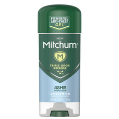 Mitchum Men Triple Odor Defense Antiperspirant Gel, Unscented, 3.4 oz (2-Pack)