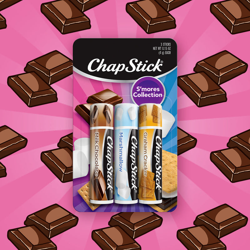 ChapStick S'Mores Collection 3 Count Variety Pack: Milk Chocolate, Marshmallow, Graham Cracker