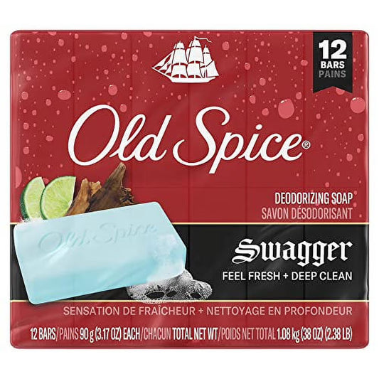 Old Spice Swagger Deodorizing Bar Soap, 3.17oz ea, 12 Count -