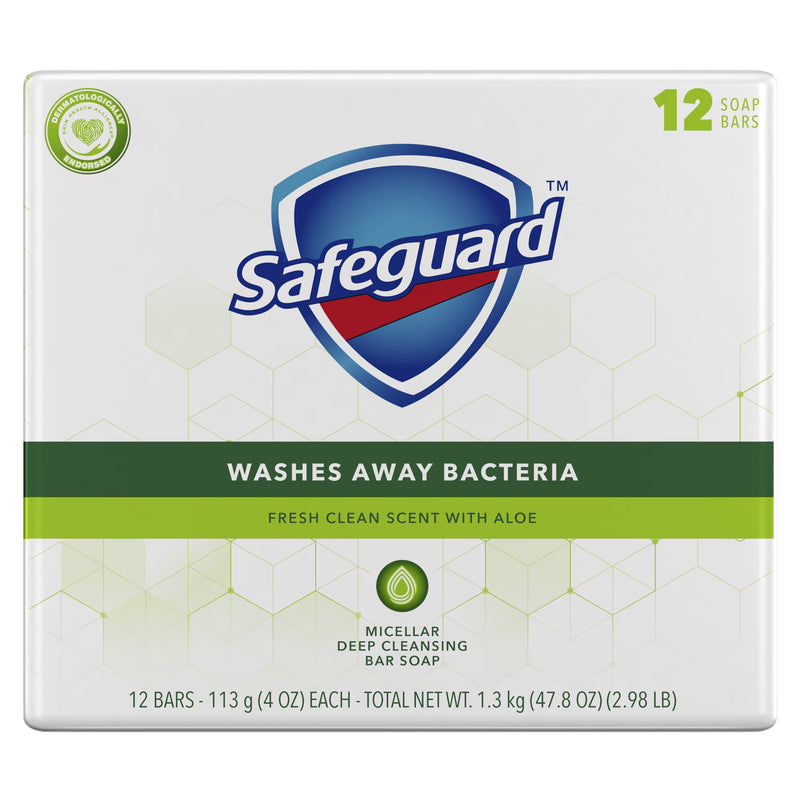 Safeguard Bar Soap, Fresh Clean Scent with Aloe, 4oz, 12 Bars