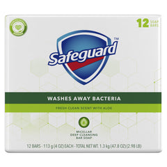 Safeguard Bar Soap, Fresh Clean Scent with Aloe, 4oz, 12 Bars