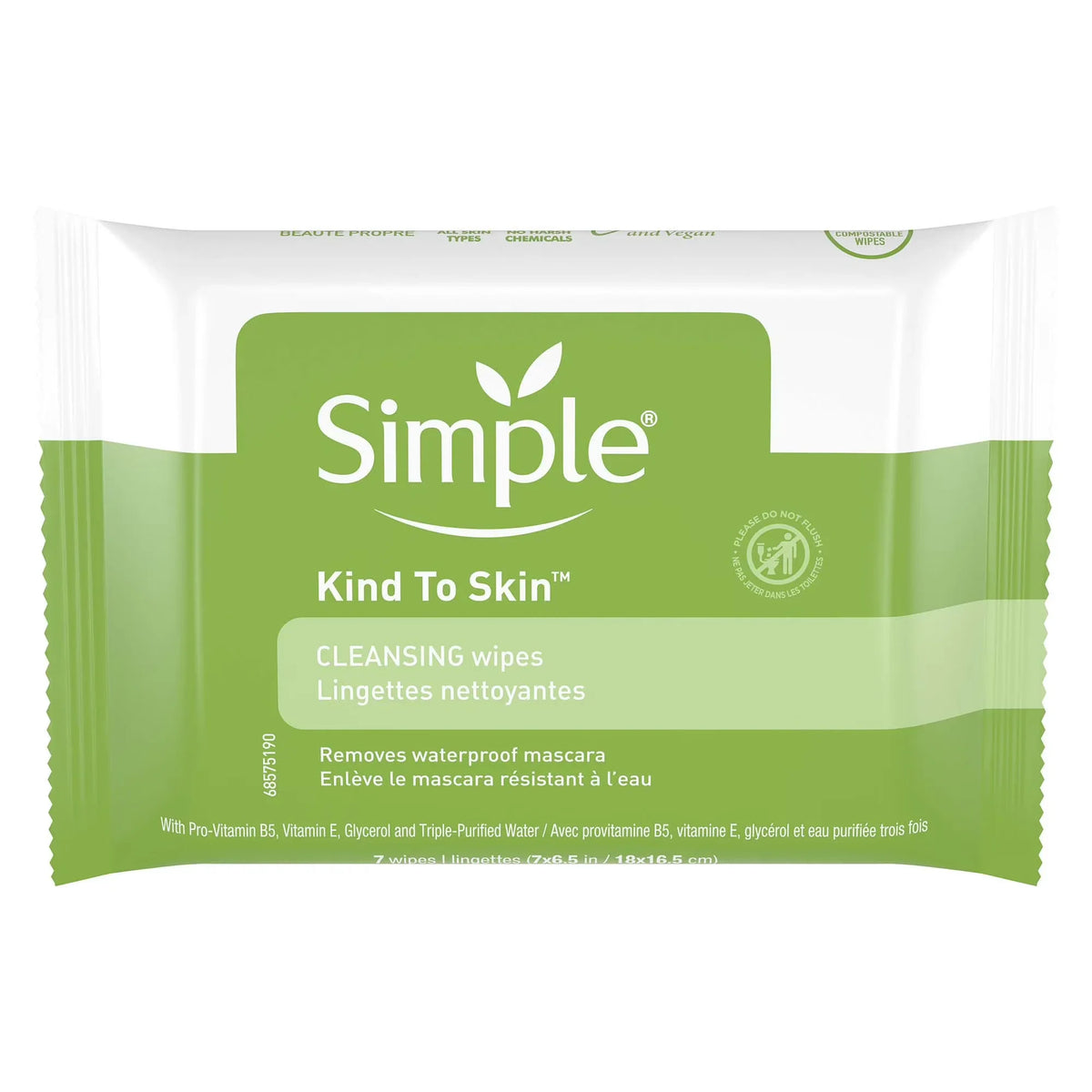 Simple Kind To Skin Cleansing Facial Wipe, Travel Size Pack, 7 Count