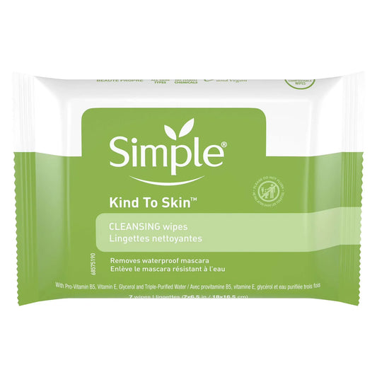 Simple Kind To Skin Cleansing Facial Wipe, Travel Size Pack, 7 Count -