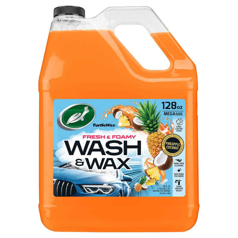 Turtle Wax Fresh & Foamy Car Wash & Wax, Pineapple Coconut Scent, 128oz (3.79 L)