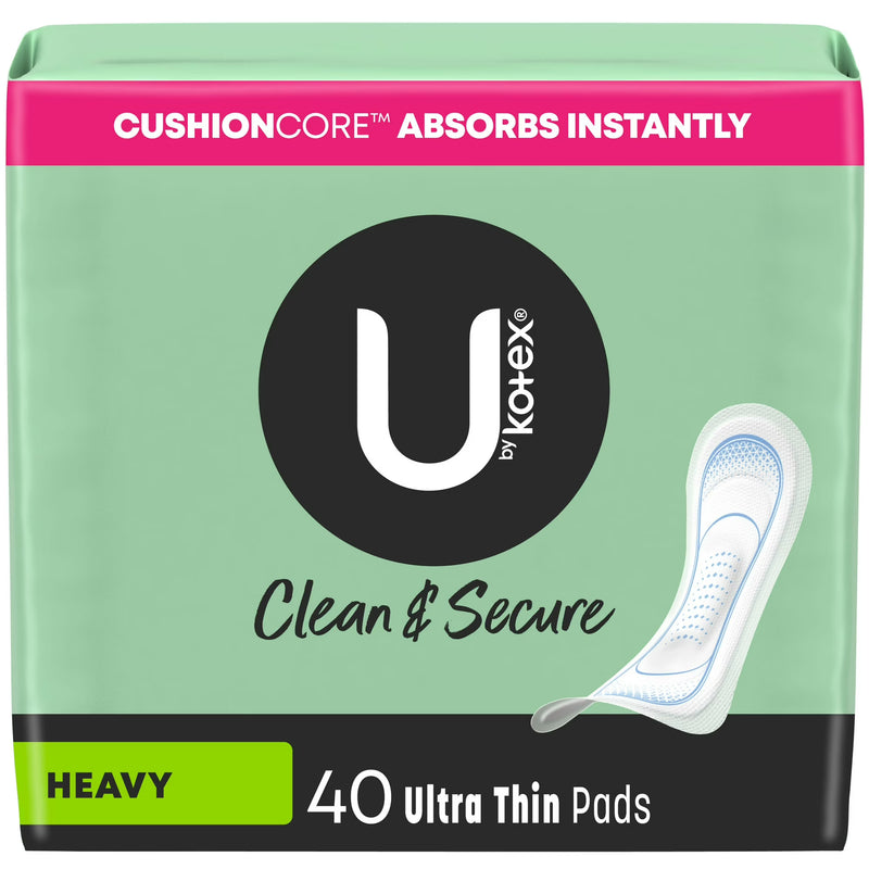 U by Kotex Clean & Secure Ultra Thin Pads, Heavy, 40 Count