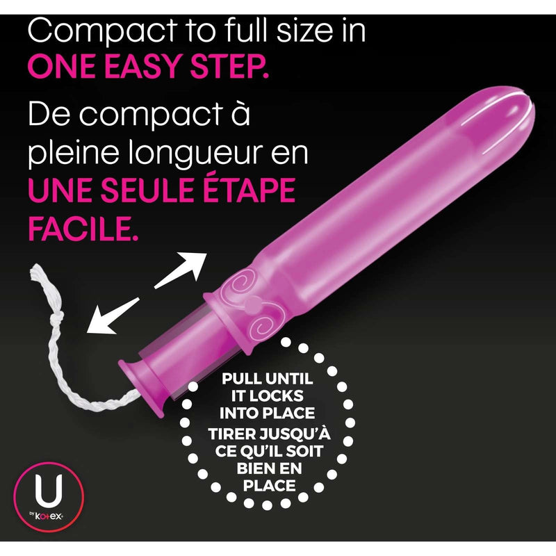 U by Kotex Click Compact Tampons, 15 Regular & 15 Super, Unscented, 30 Count