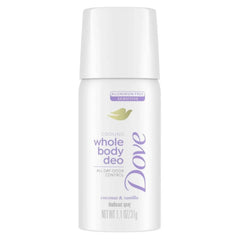 Dove Whole Body Deodorant Spray, Coconut & Vanilla, Travel Size, 1oz, 6-Pack