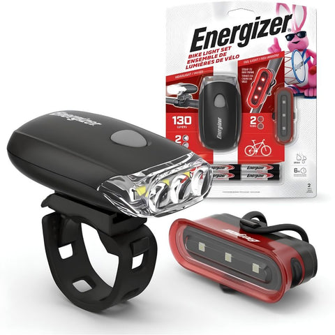 Energizer Bike Light Set, Headlight + Taillight, 130 Lumen, 2 Count