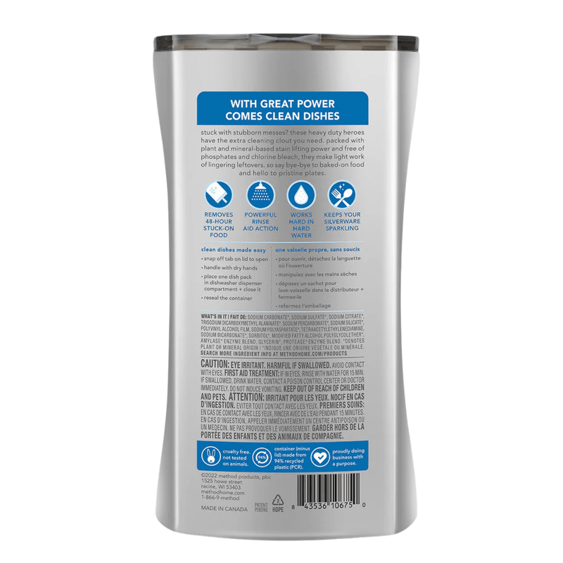 Method Heavy Duty Dishwasher Packs – Plant & Mineral-Based, Free & Clear, 46 Count