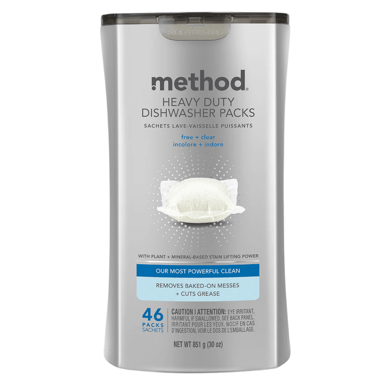 Method Heavy Duty Dishwasher Packs – Plant & Mineral-Based, Free & Clear, 46 Count