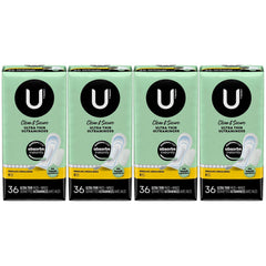 U by Kotex Clean & Secure Ultra Thin Pads with Wings, Regular, 36 Count