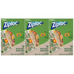 Ziploc Recyclable Paper Bags with Resealable Stickers, 50 Count