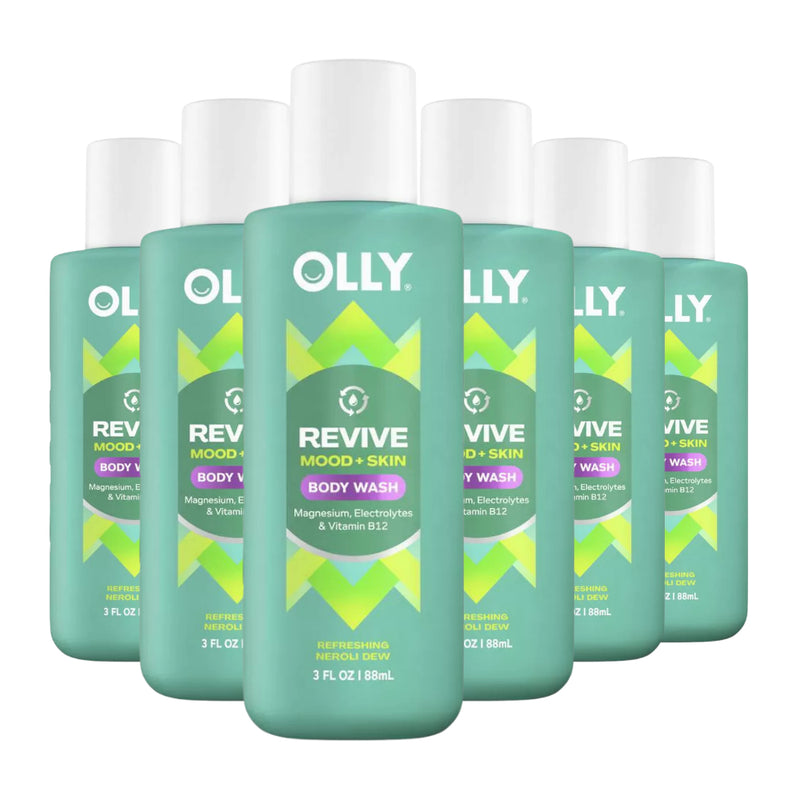 OLLY Revive Mood + Skin Body Wash, Neroli Dew, Travel Size, 3 oz, 6-Pack