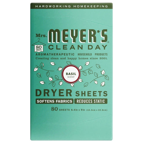 Mrs. Meyer's Dryer Sheets, Basil, 80 Count