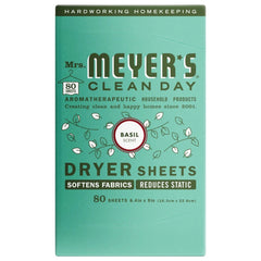 Mrs. Meyer's Dryer Sheets, Basil, 80 Count