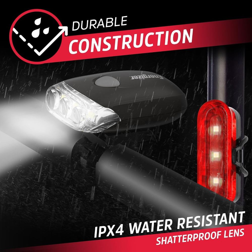 Energizer Bike Light Set, Headlight + Taillight, 130 Lumen, 2 Count -