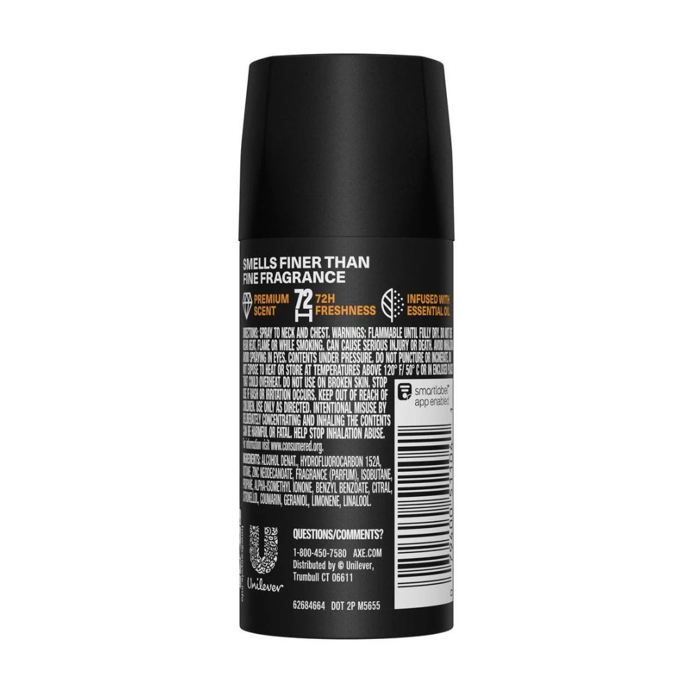 AXE Fine Fragrance Collection Premium Body Spray, Black Vanilla Orange + Sandalwood,Travel Size, 1oz, 6-Pack -