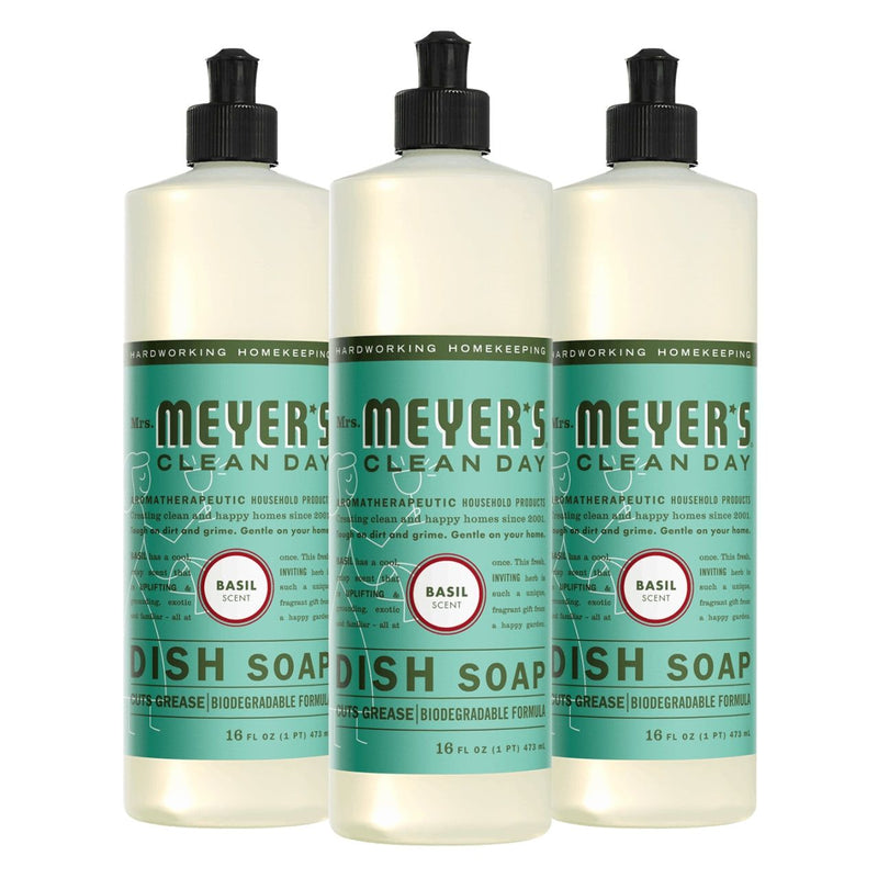 Mrs. Meyer's Clean Day Liquid Dish Soap, Basil, 16 Oz
