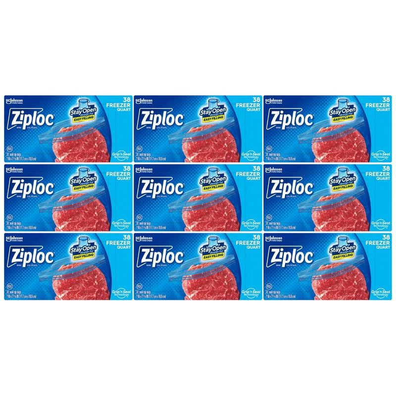 Ziploc Quart Freezer Bags, with Easy Open Tabs, 38 Count ( 7" x 7" )