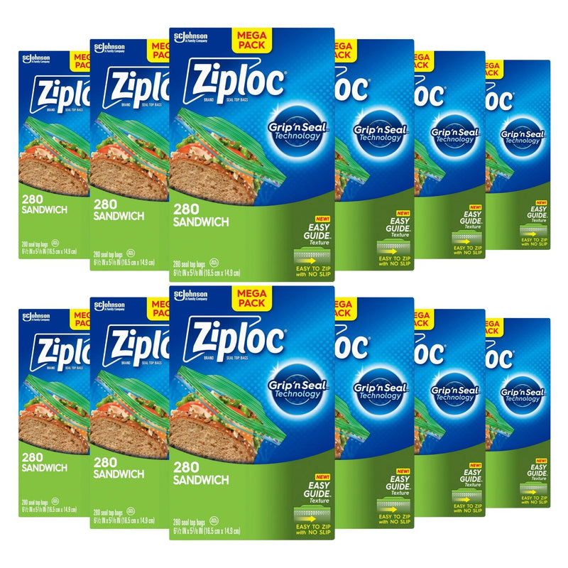 Ziploc Sandwich Bags with EasyGuide Technology, 280 Count ( 7" x 5" )