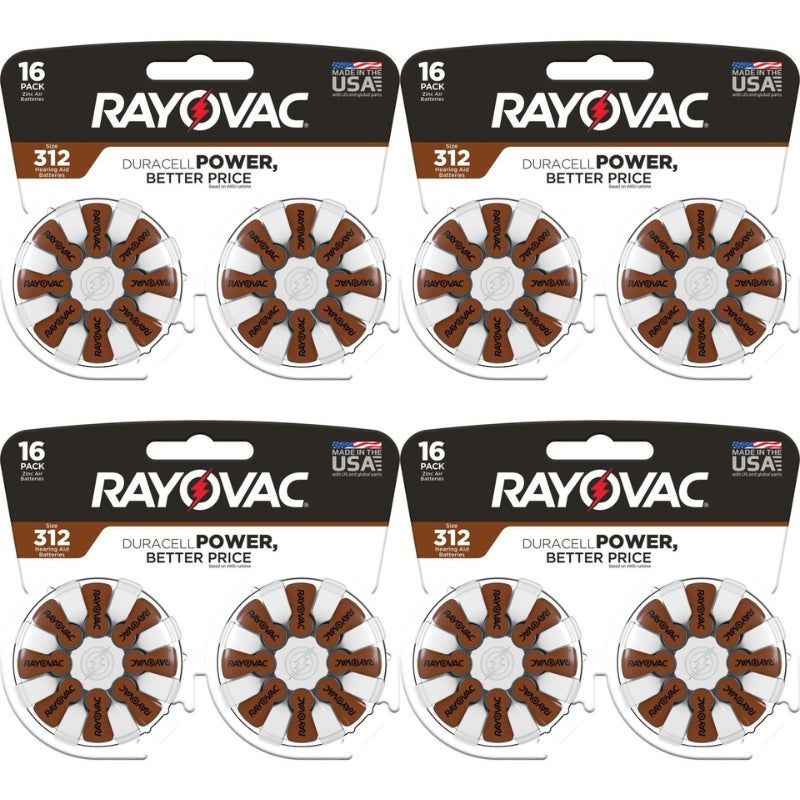 Rayovac Size 312 Hearing Aid Batteries, 16 Pack