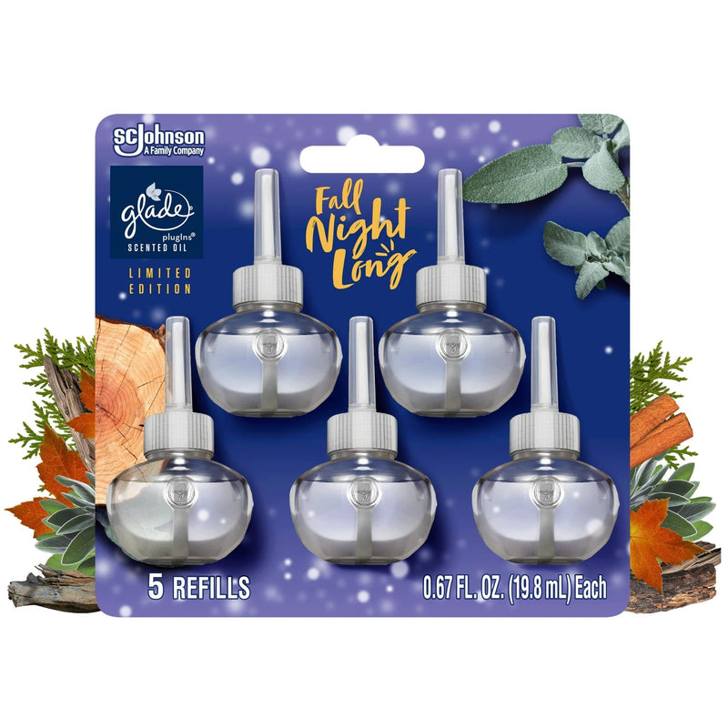 Glade PlugIns Scented Oil Air Freshener Refills, Fall Night Long, 0.67 oz, 5 Count
