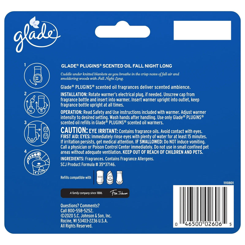Glade PlugIns Scented Oil Air Freshener Refills, Fall Night Long, 0.67 oz, 5 Count