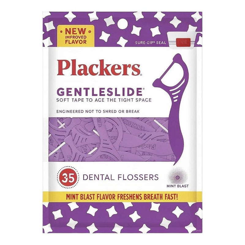 Plackers Gentleslide Flossers for Tight Teeth, Cool Mint, 35 Count