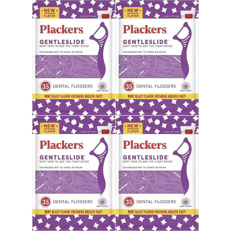 Plackers Gentleslide Flossers for Tight Teeth, Cool Mint, 35 Count