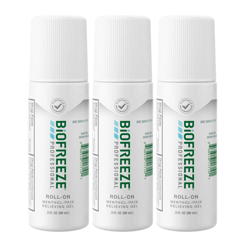 Biofreeze Professional Colorless Roll-On Menthol Pain Relieving Gel, 3oz
