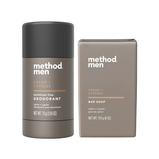 Method Men Stick Deodorant & Bar Soap Set, Cedar + Cypress Scent -
