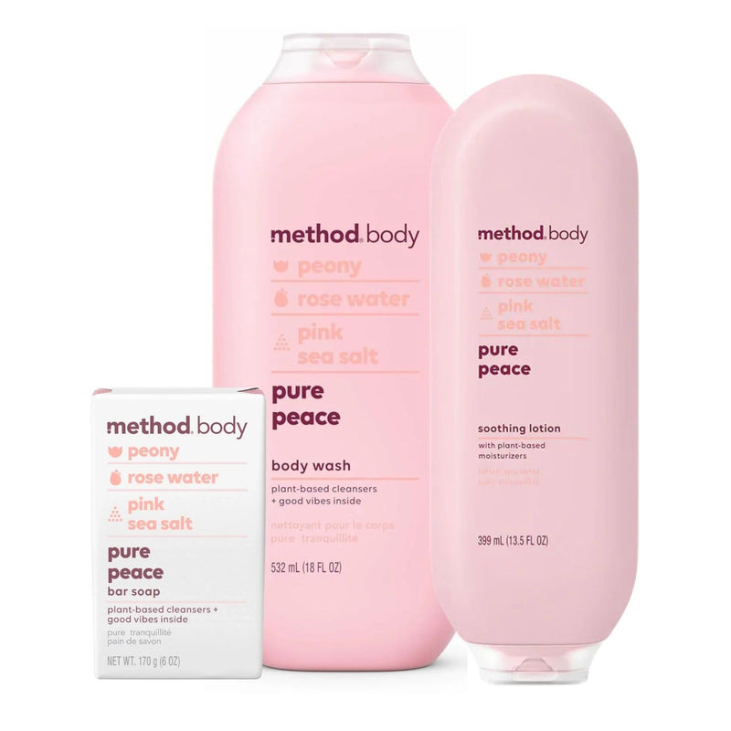 Method Body Pure Peace Body Wash, Bar Soap & Soothing Lotion Set
