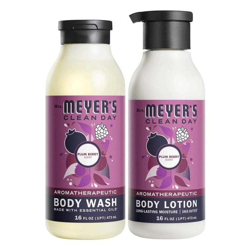 Mrs. Meyer's Clean Day Body Wash & Body Lotion Set, Plum Berry Scent