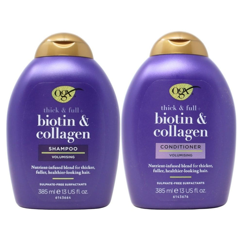 OGX Thick & Full + Biotin & Collagen Volumizing Shampoo & Conditioner Set, 13 Oz Ea