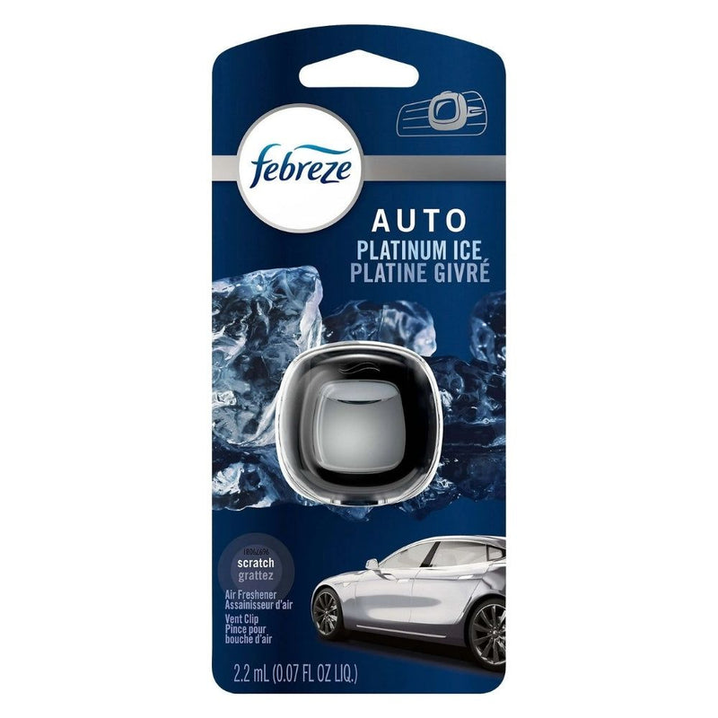 Febreze Auto Car Vent Clip Air Freshener, Platinum Ice, 1  Count