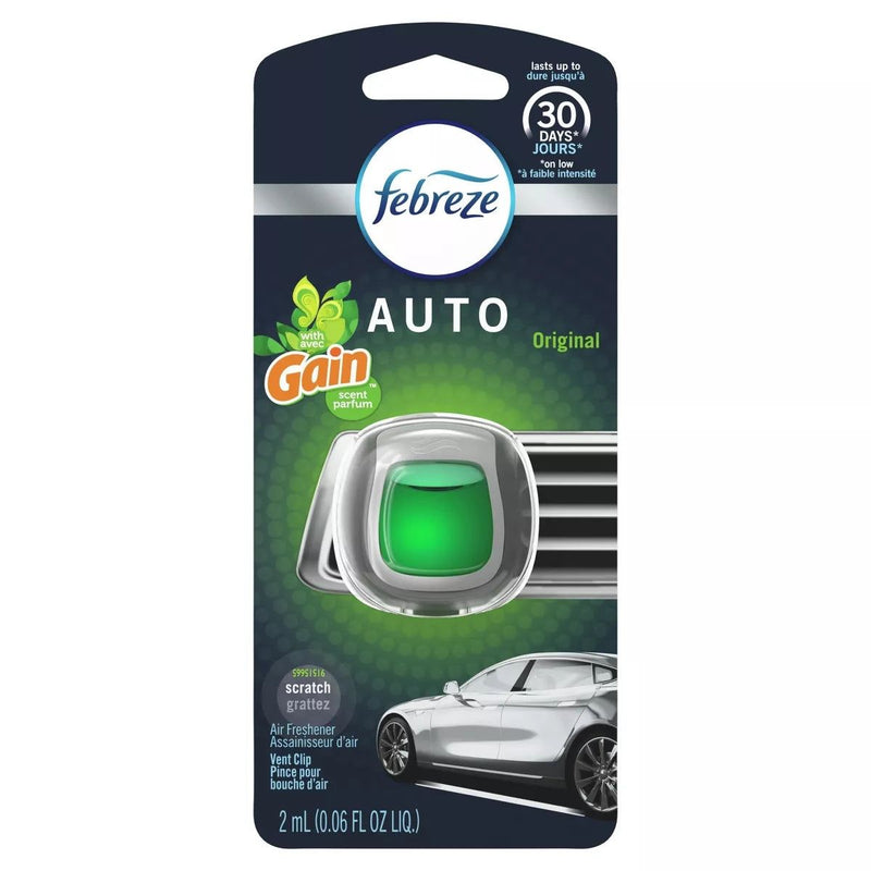 Febreze Auto Car Vent Clip Air Freshener, Gain Original, 1  Count