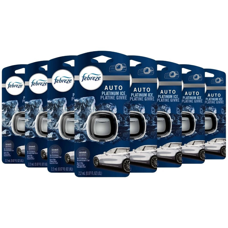 Febreze Auto Car Vent Clip Air Freshener, Platinum Ice, 1  Count