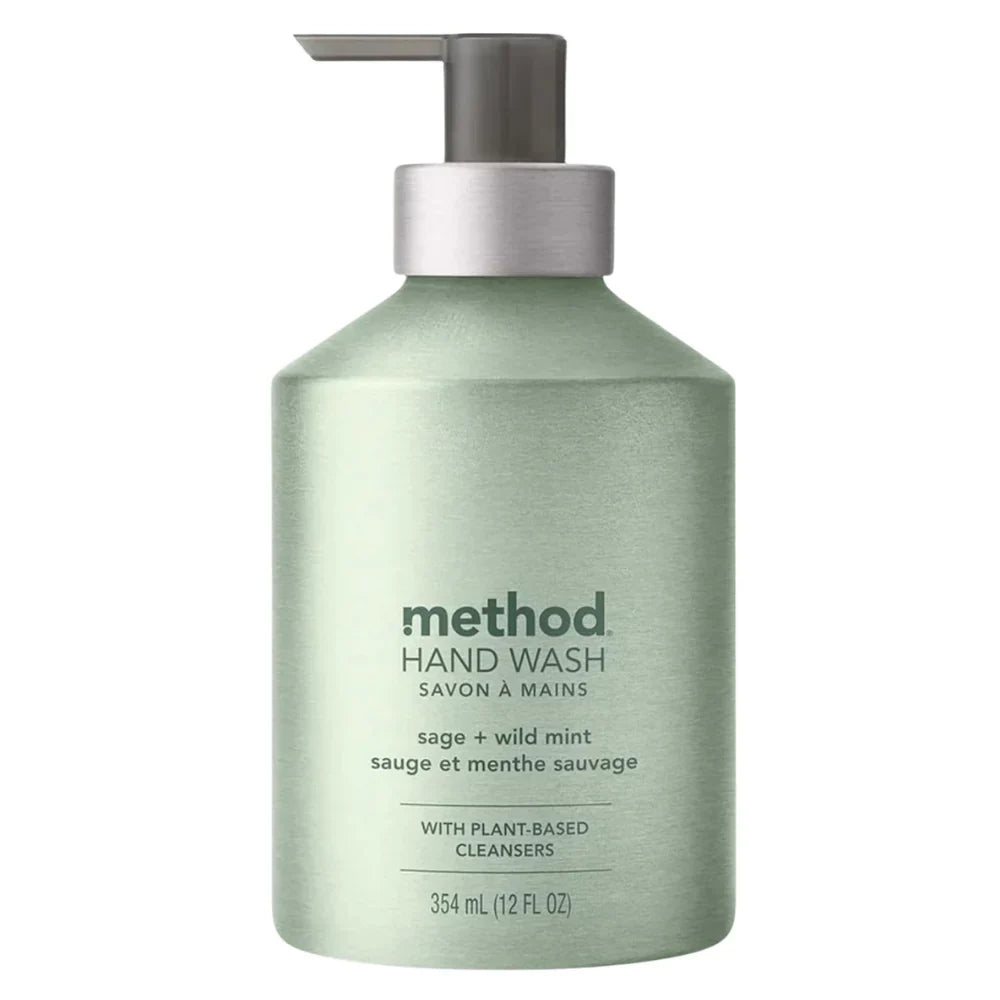 Method Gel Hand Wash, Premium Aluminum Pump Bottle, Sage + Wild Mint, 12 Oz -