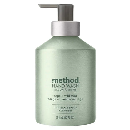Method Gel Hand Wash, Premium Aluminum Pump Bottle, Sage + Wild Mint, 12 Oz -