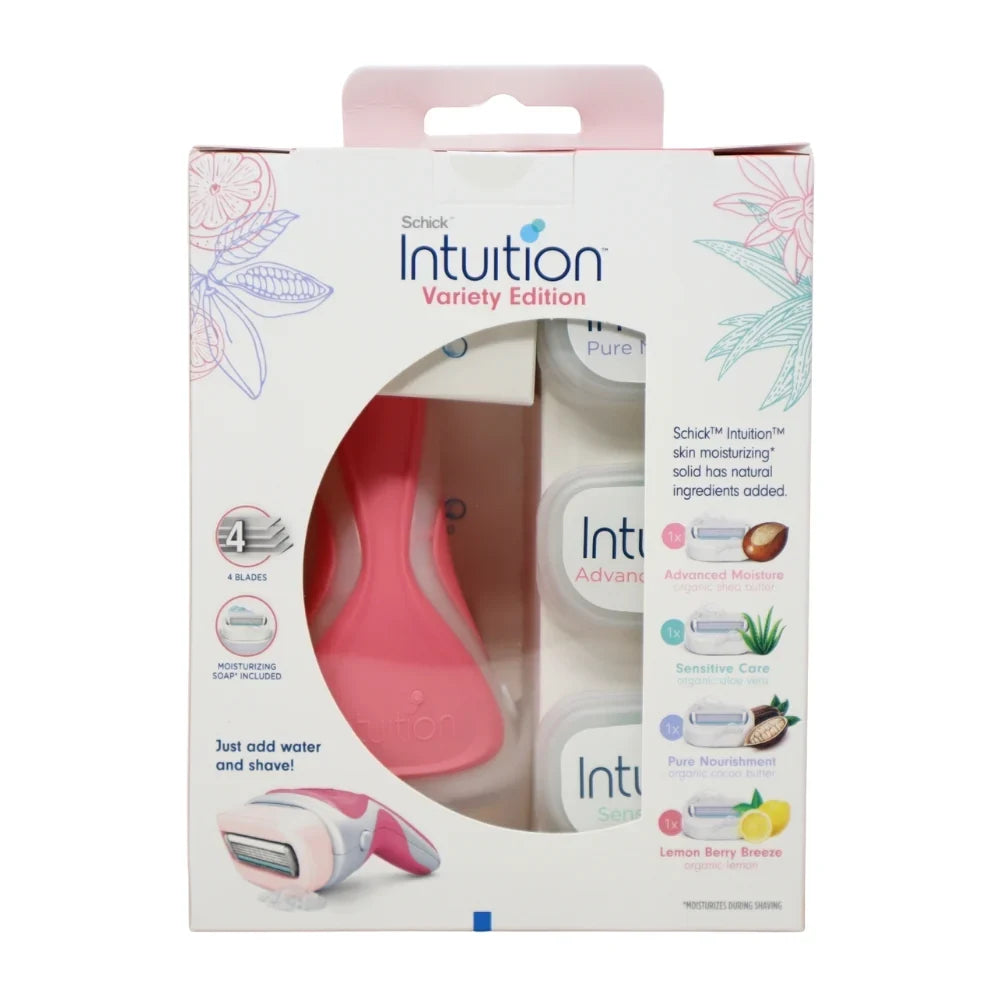 Shick Ribbon Razor Intuition Schick Intuition Women's Razor Variety Pack – 1 Razor Handle & 4 Blade ...