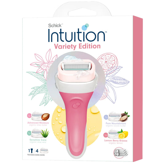 Schick Intuition Women's Razor Variety Pack – 1 Razor Handle & 4 Blade Refills -