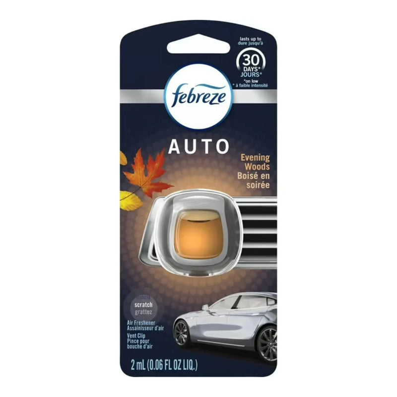 Febreze Auto Car Vent Clip Air Freshener, Evening Woods, 1 Count