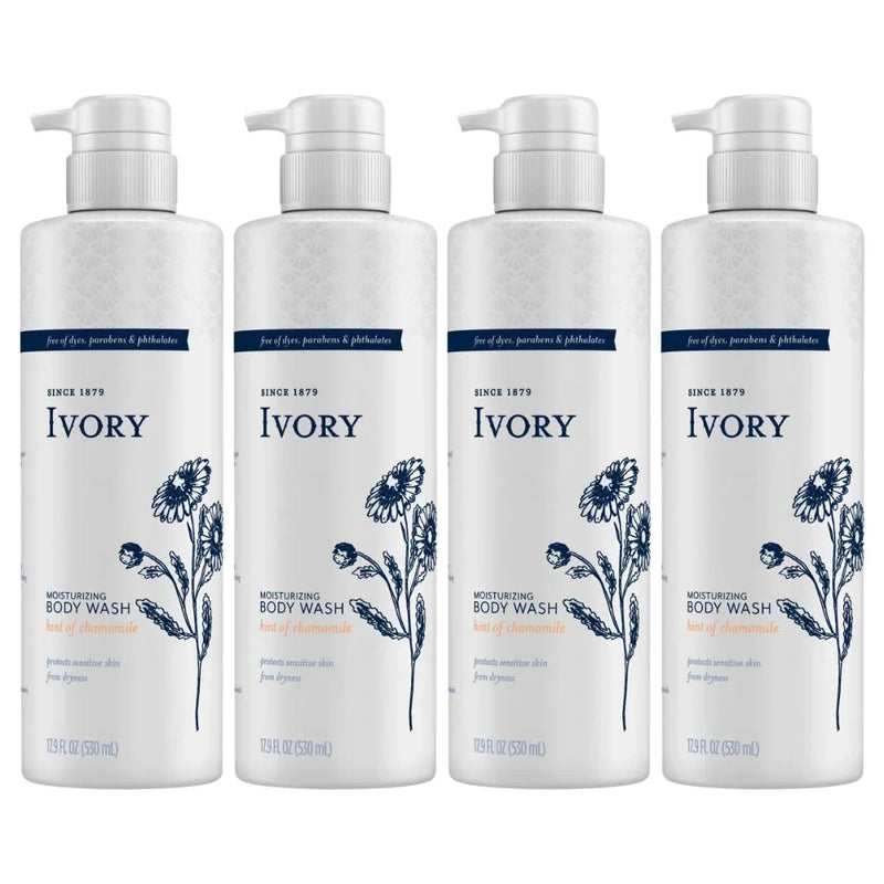 Ivory Sensitive Skin Moisturizing Body Wash, Hint of Chamomile, 17.9 Oz
