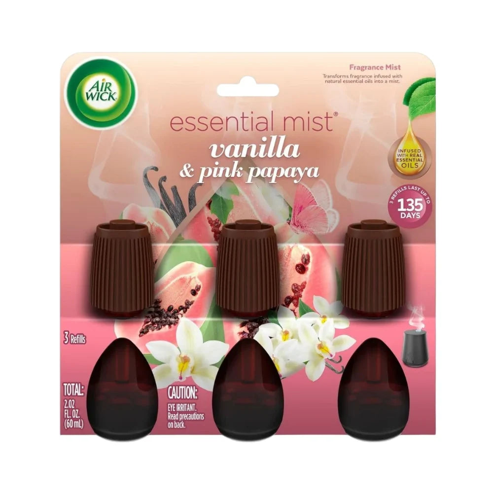 Air Wick Essential Mist Diffuser Starter Kit – White Diffuser + 3 Vanilla & Pink Papaya Refills, image 3