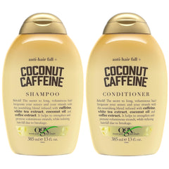 OGX Anti-Hair Fall + Coconut Caffeine Strengthening Shampoo & Conditioner Set, 13 Oz Ea