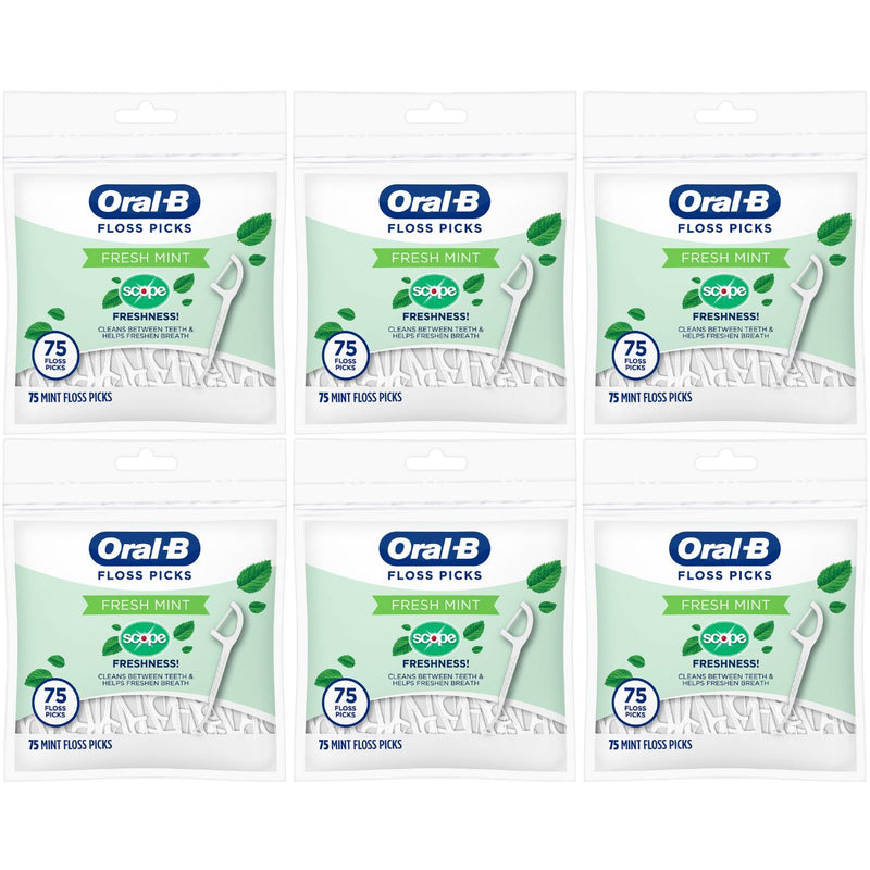 Oral-B Burst of Scope Dental Floss Picks, Fresh Mint, 75 ct