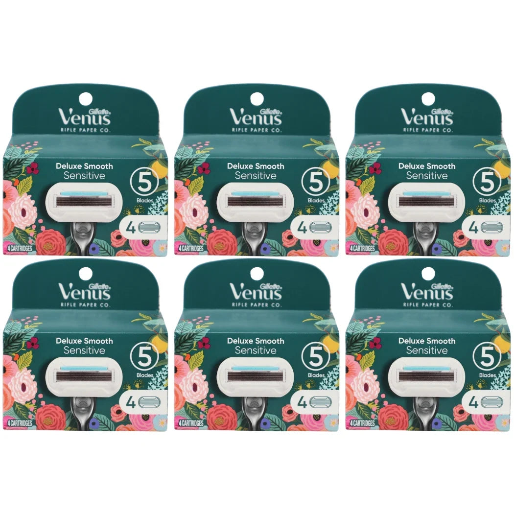 Gillette Venus Deluxe Smooth Sensitive Razor Blade Cartridges, 4 Count, 6-Pack